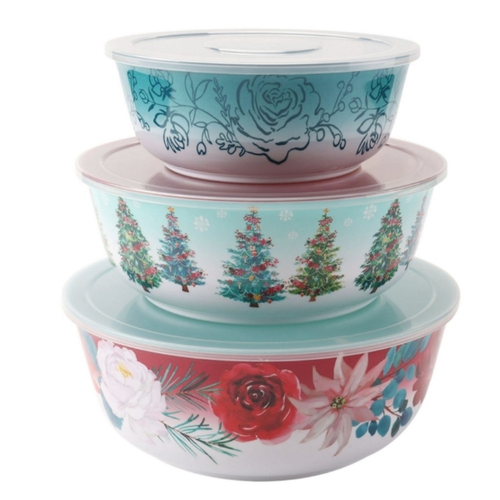 🎄 New Pioneer Woman Wishful Winter Holiday Melamine Bowls Set